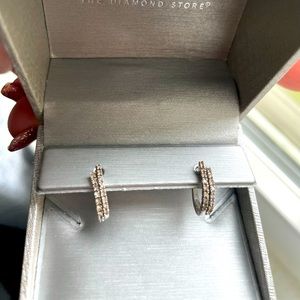 Small double row hoop 10k WG Diamond Earrings